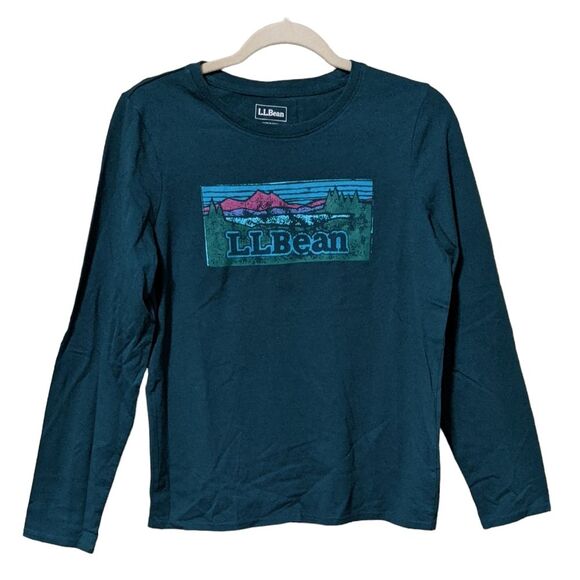 NWT L.L. women's Bean green spruce long sleeve PJ top t-shirt size hike size XS - Picture 9 of 9